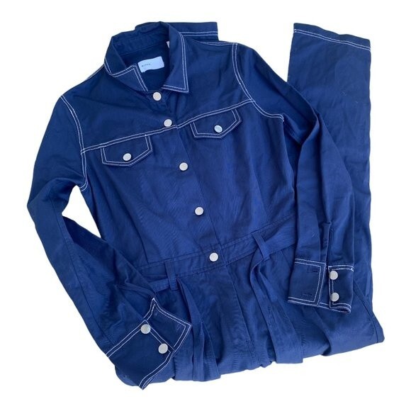 BLDWN COTTON Twill Blue Denim HARLEY JUMPSUIT - Hippie Boho Romper - JEAN MEDUIM - Picture 3 of 10